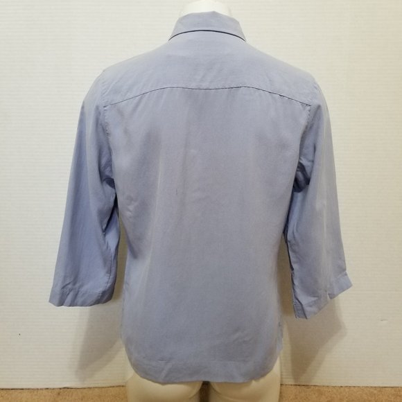 Orvis top Small button up down solid 3/4 sleeve 100% silk - Picture 3 of 13